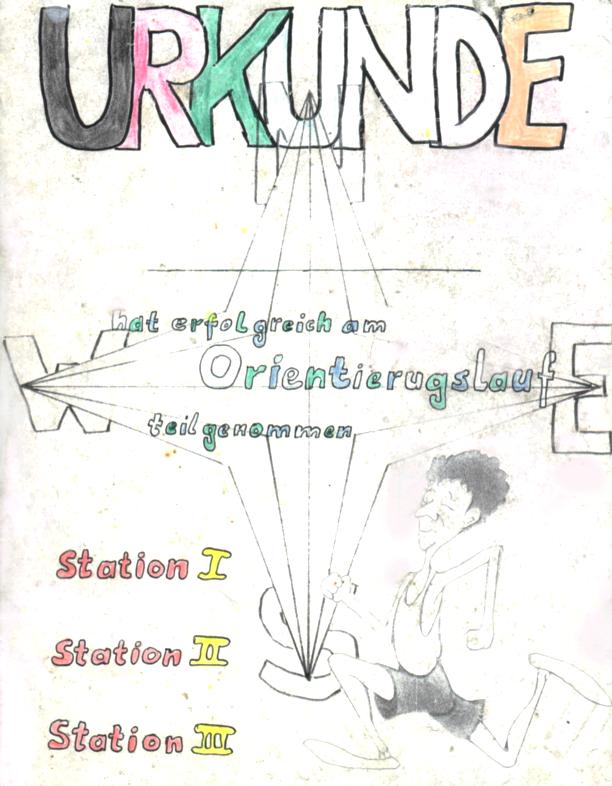 Ferienlager Alt Schwerin, Urkunde Orientierungslauf